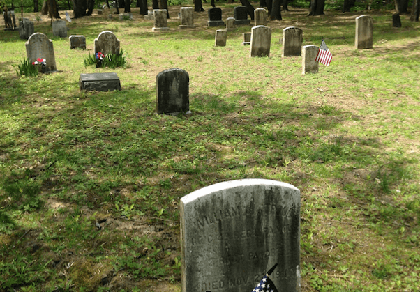A Green Lawn Space With Tombstones